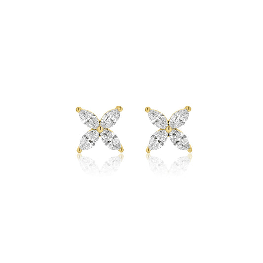 0.7 TCW Marquise Cut Flower Moissanite Earrings