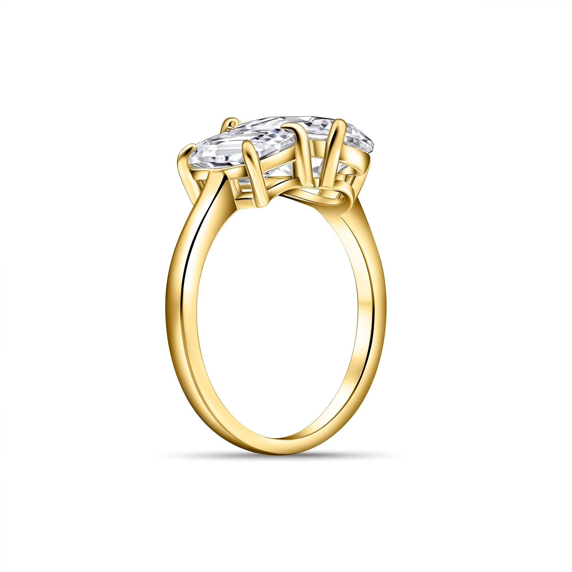2.1 CT Emerald & Pear Toi Et Moi Moissanite Engagement Ring