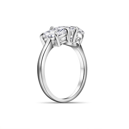 2 CT Emerald & Pear Toi Et Moi Moissanite Engagement Ring