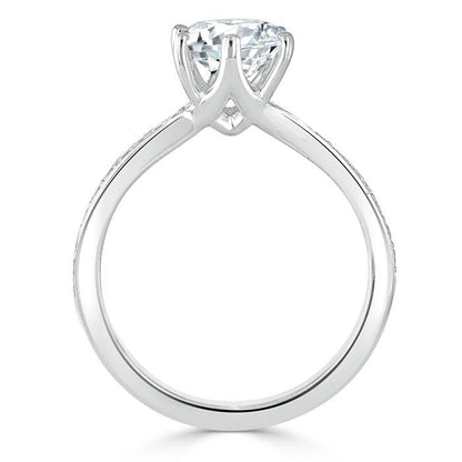 0.75 CT Round Cut Solitaire Moissanite Engagement Ring With Channel Setting 4