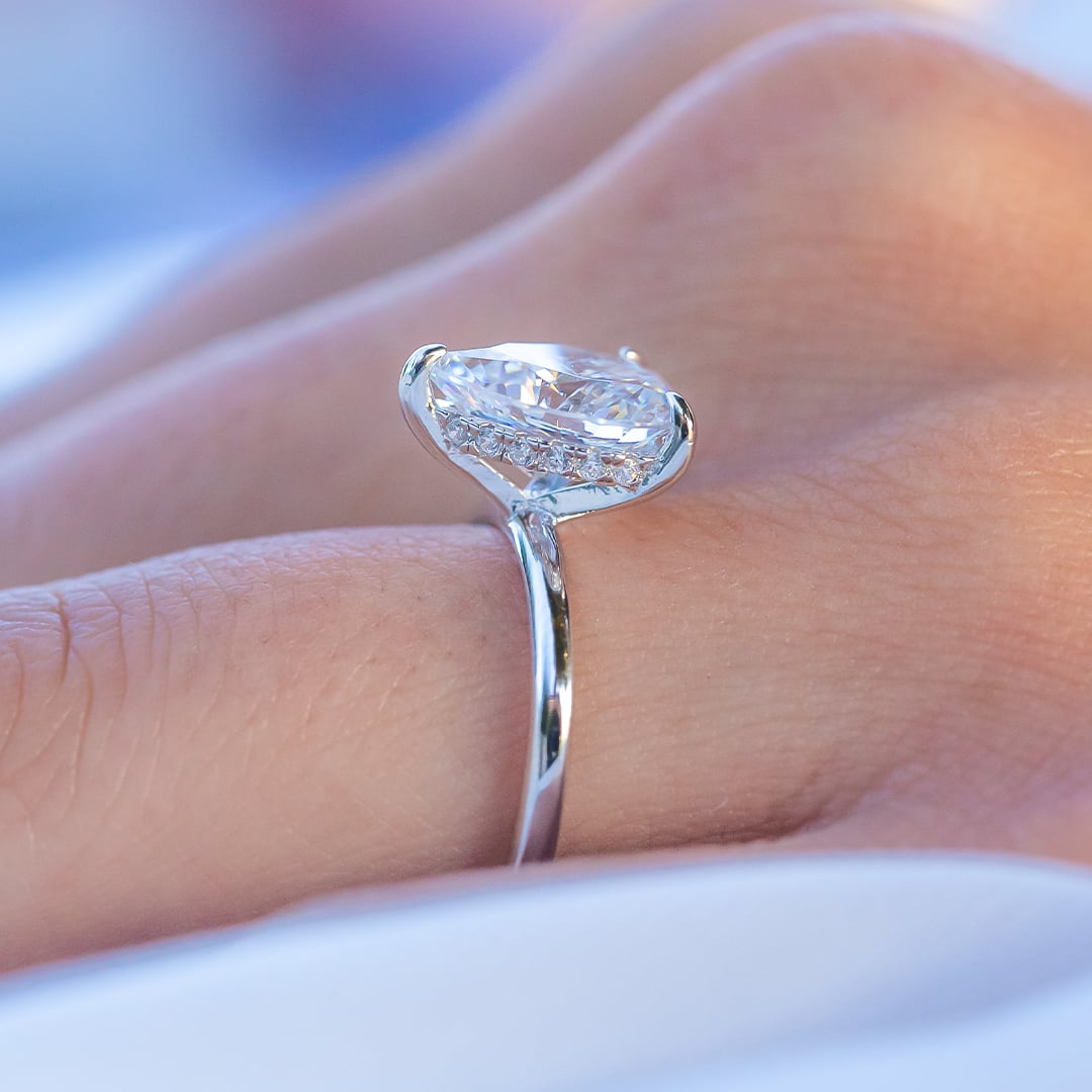 1.33 CT Pear Hidden Halo Moissanite Engagement Ring