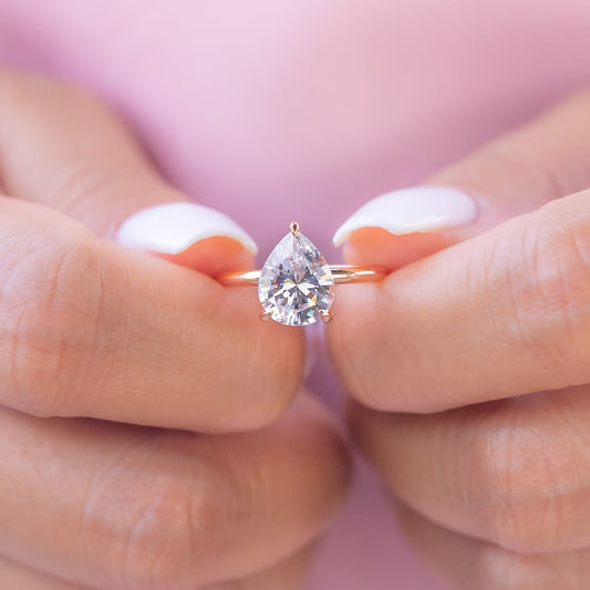 1.33 CT Pear Hidden Halo Moissanite Engagement Ring