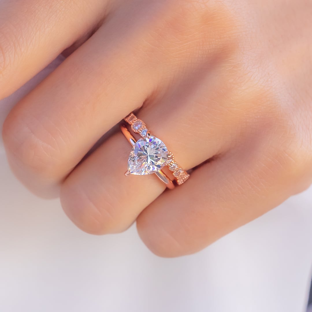 1.33 CT Pear Hidden Halo Moissanite Engagement Ring