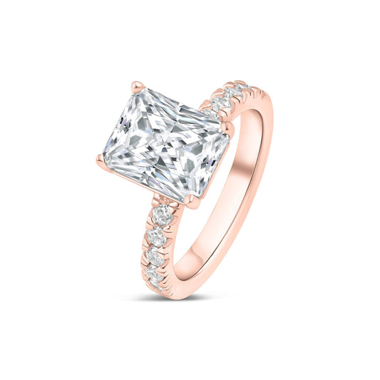 1.2 CT Radiant Pave Moissanite Engagement Ring