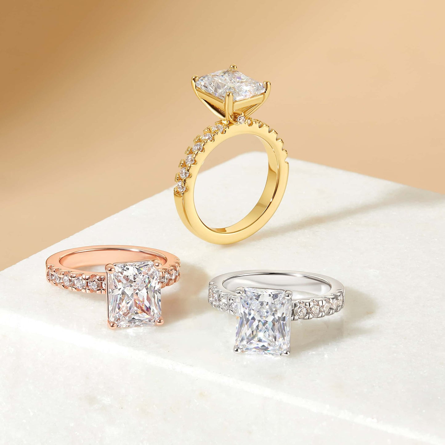 3 CT Radiant Pave Moissanite Engagement Ring