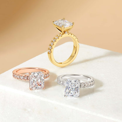 3 CT Radiant Pave Moissanite Engagement Ring