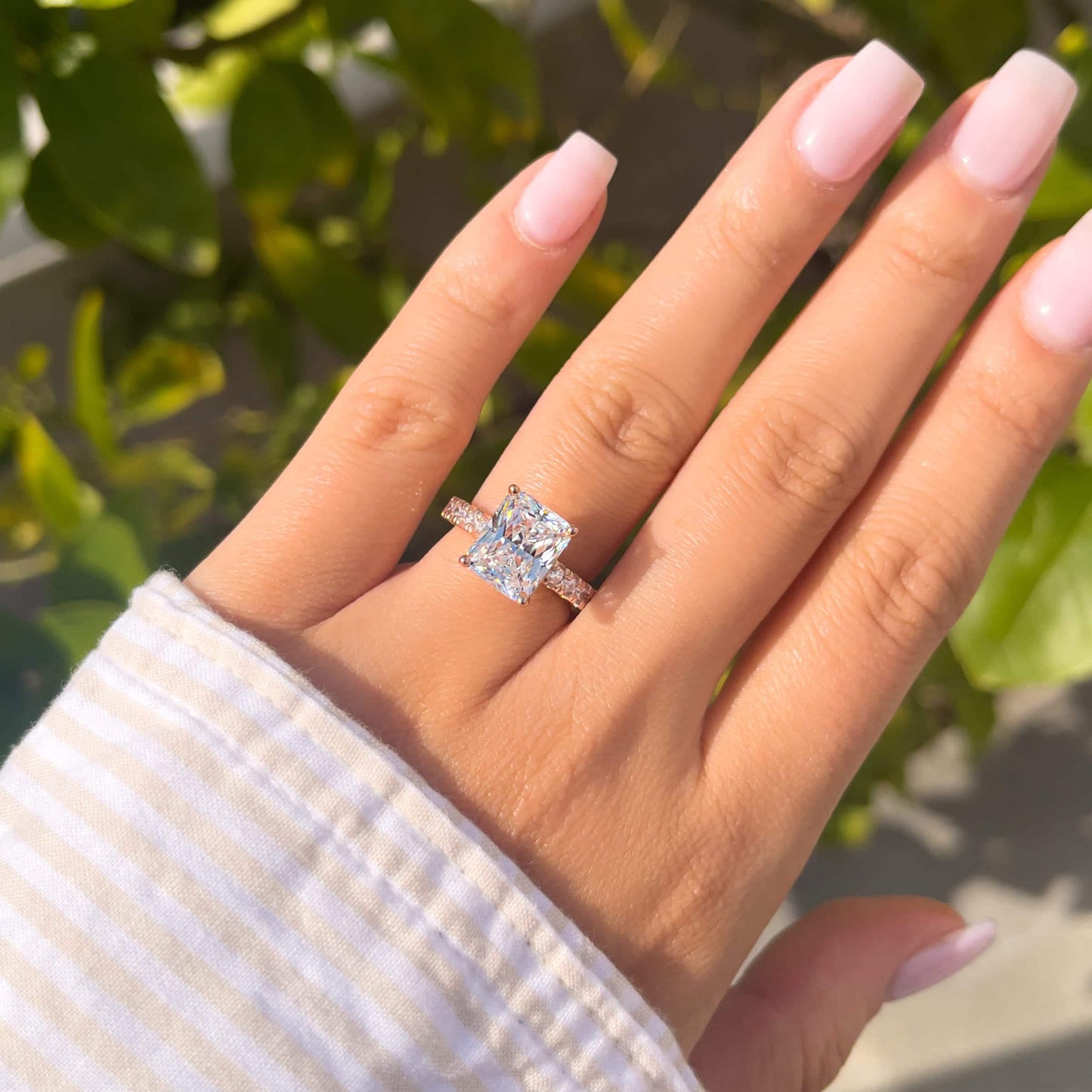 1.2 CT Radiant Pave Moissanite Engagement Ring