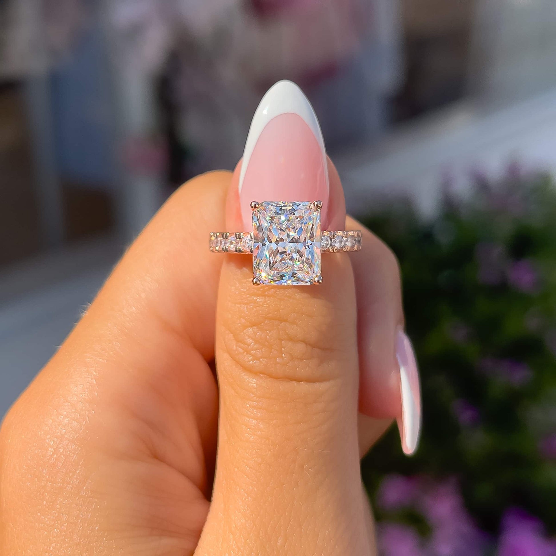 1.2 CT Radiant Pave Moissanite Engagement Ring