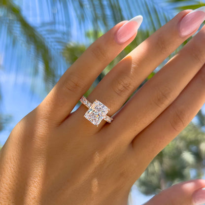 1.2 CT Radiant Pave Moissanite Engagement Ring