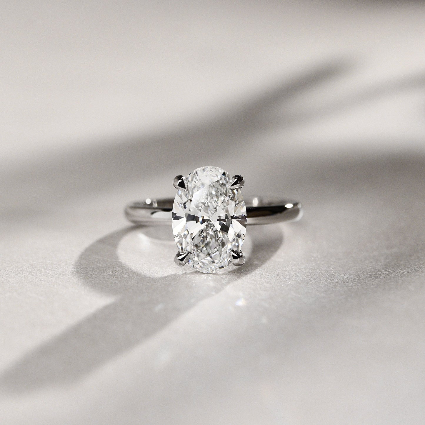 2.30 CT Oval Hidden Halo Moissanite Engagement Ring