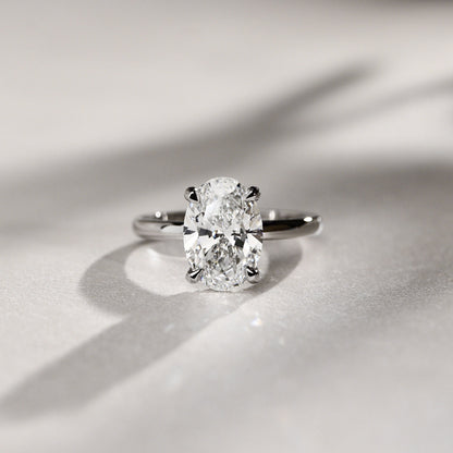 2.30 CT Oval Hidden Halo Moissanite Engagement Ring