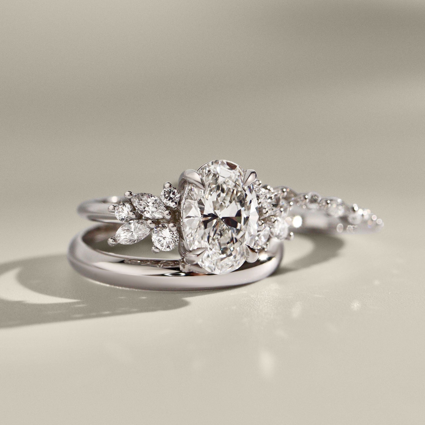 1.25 CT Oval Cluster Moissanite Engagement Ring