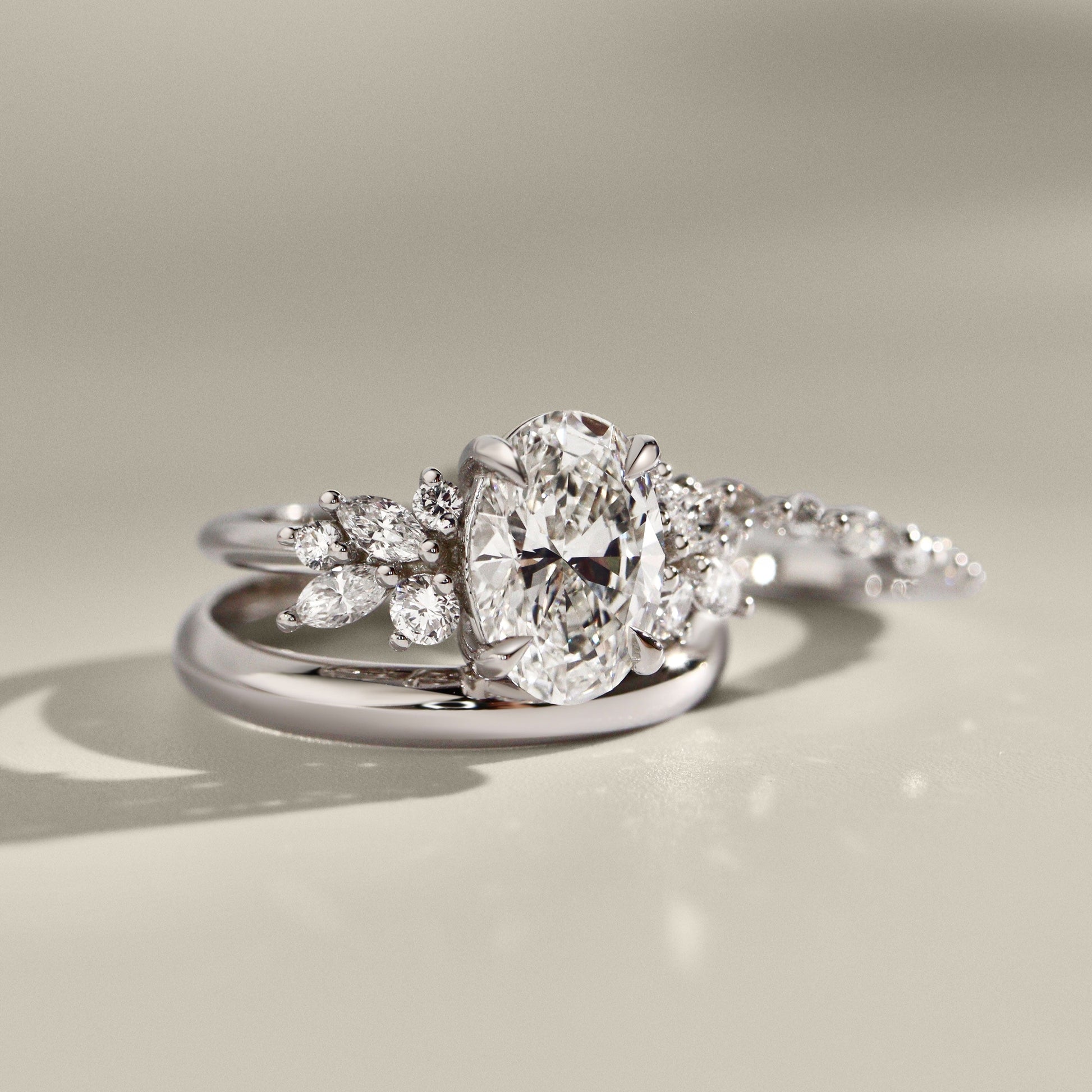 1.25 CT Oval Cluster Moissanite Engagement Ring
