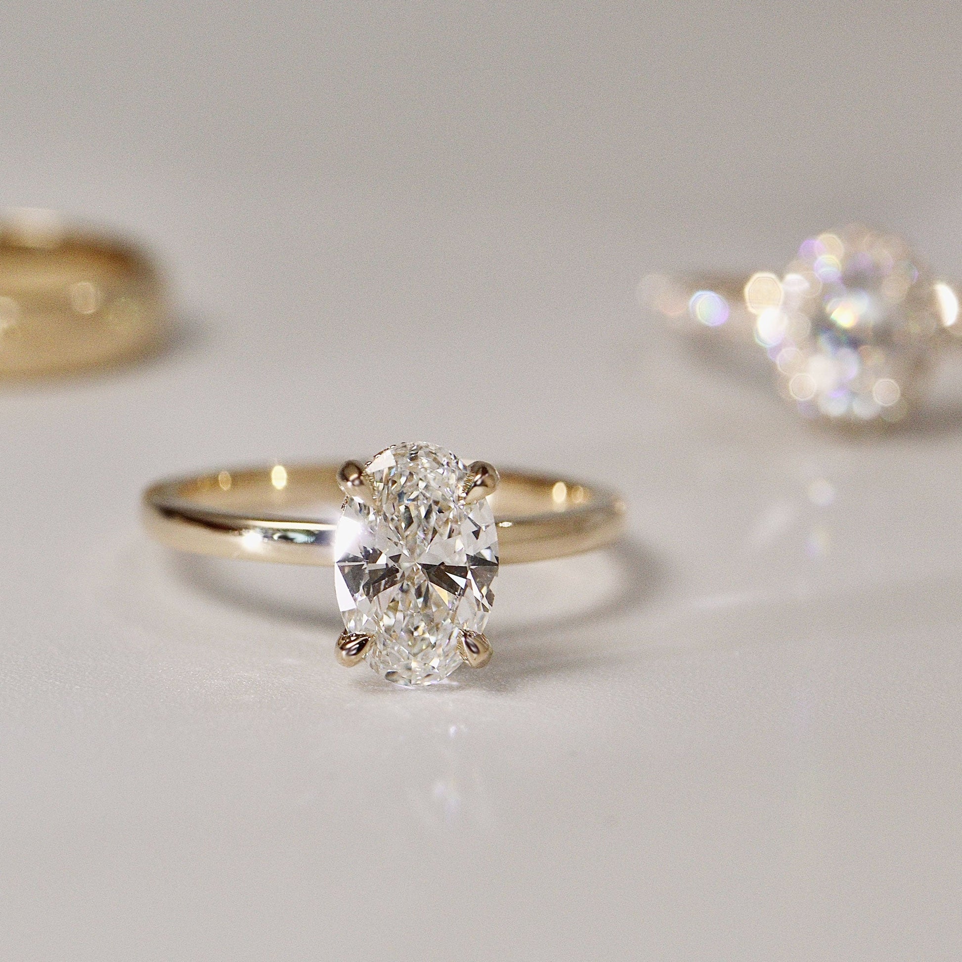 2.30 CT Oval Hidden Halo Moissanite Engagement Ring