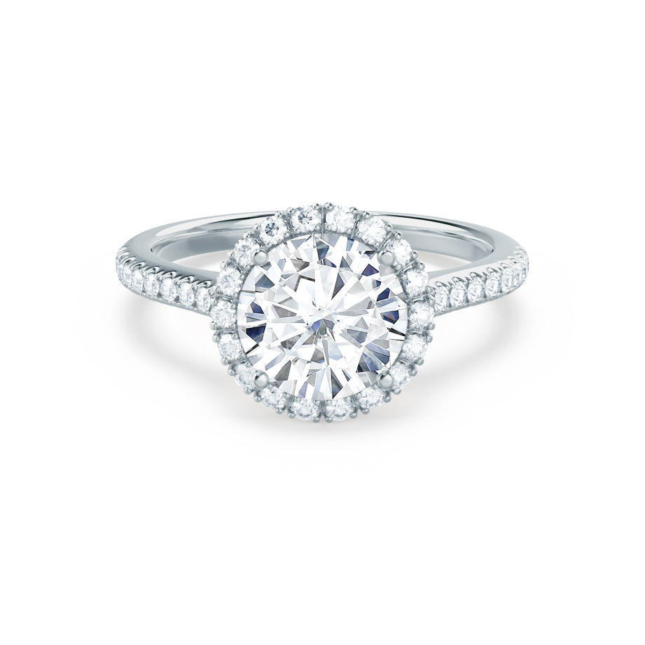 1 CT Round Halo & Pave Moissanite Engagement Ring