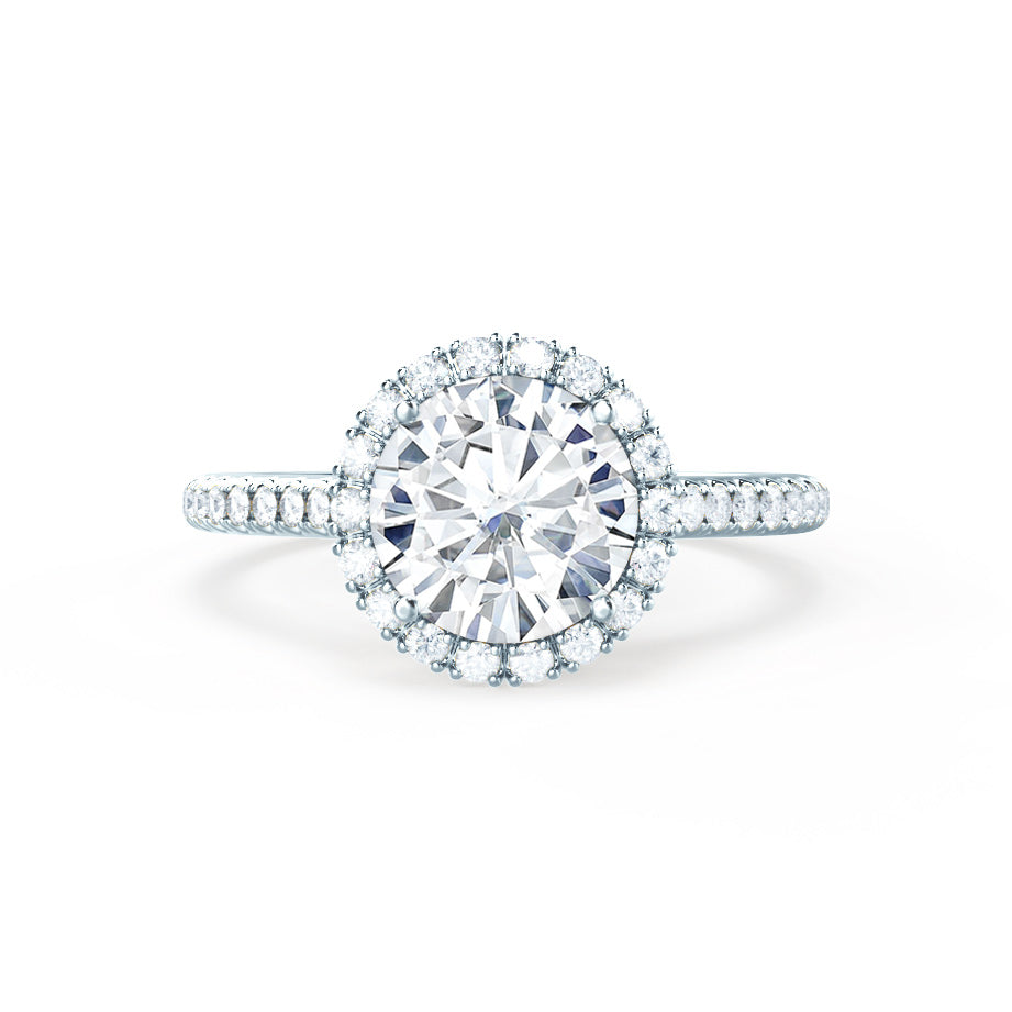 1 CT Round Halo & Pave Moissanite Engagement Ring