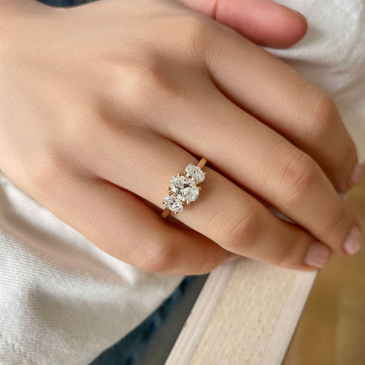 0.60 CT Oval Three Stone Moissanite Engagement Ring
