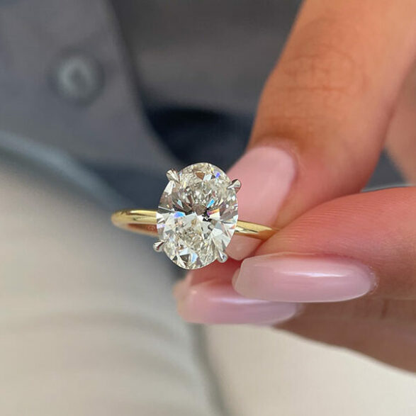 2.72 CT Oval Hidden Halo Moissanite Engagement Ring