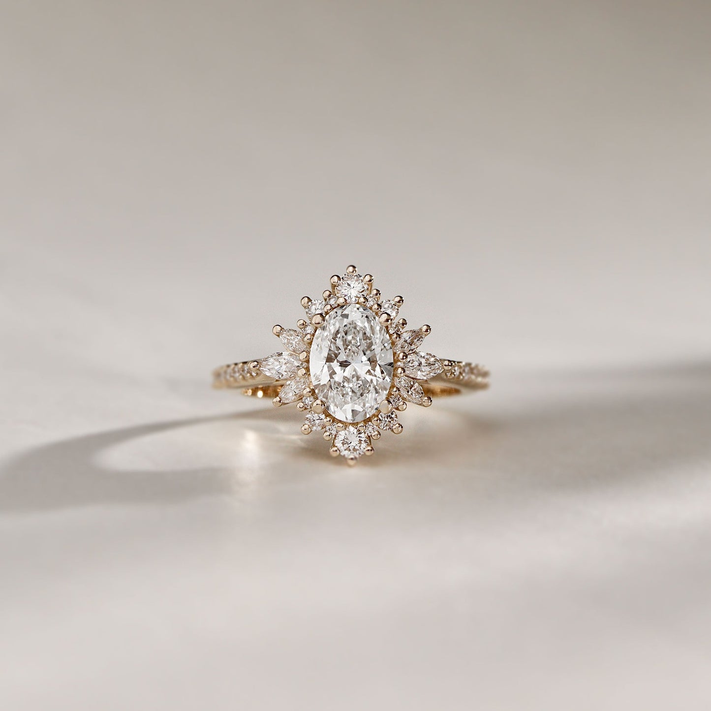 1.40 CT Oval Cluster Moissanite Engagement Ring