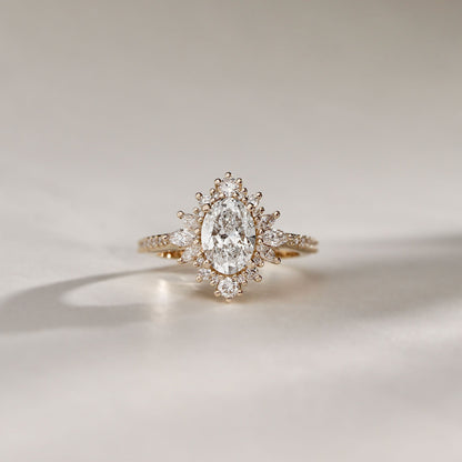 1.40 CT Oval Cluster Moissanite Engagement Ring