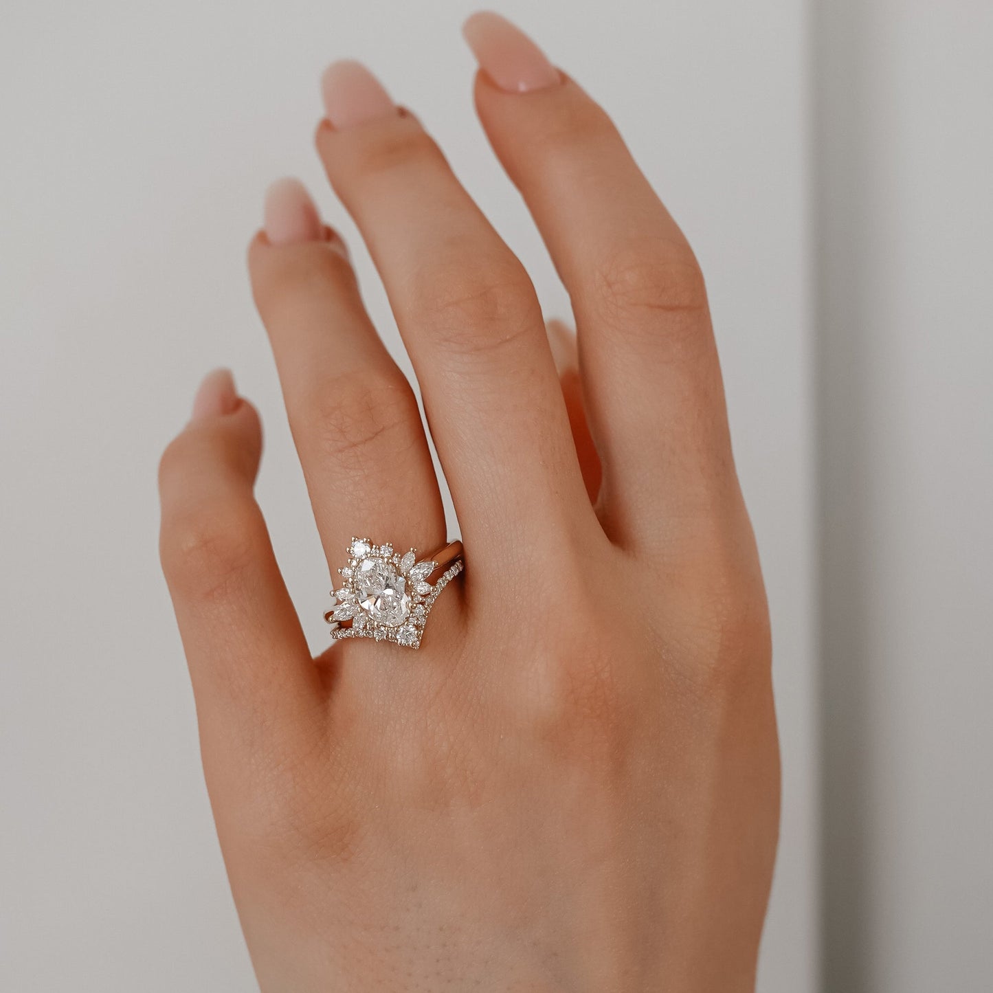 1.40 CT Oval Cluster Moissanite Engagement Ring