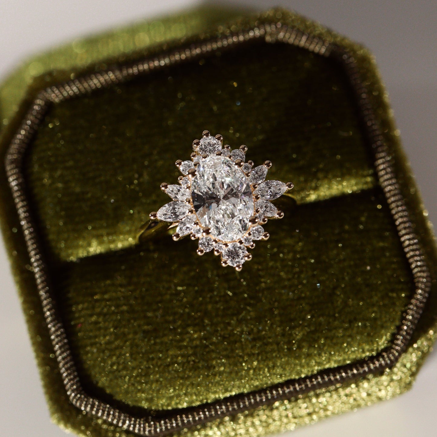 1.40 CT Oval Cluster Moissanite Engagement Ring