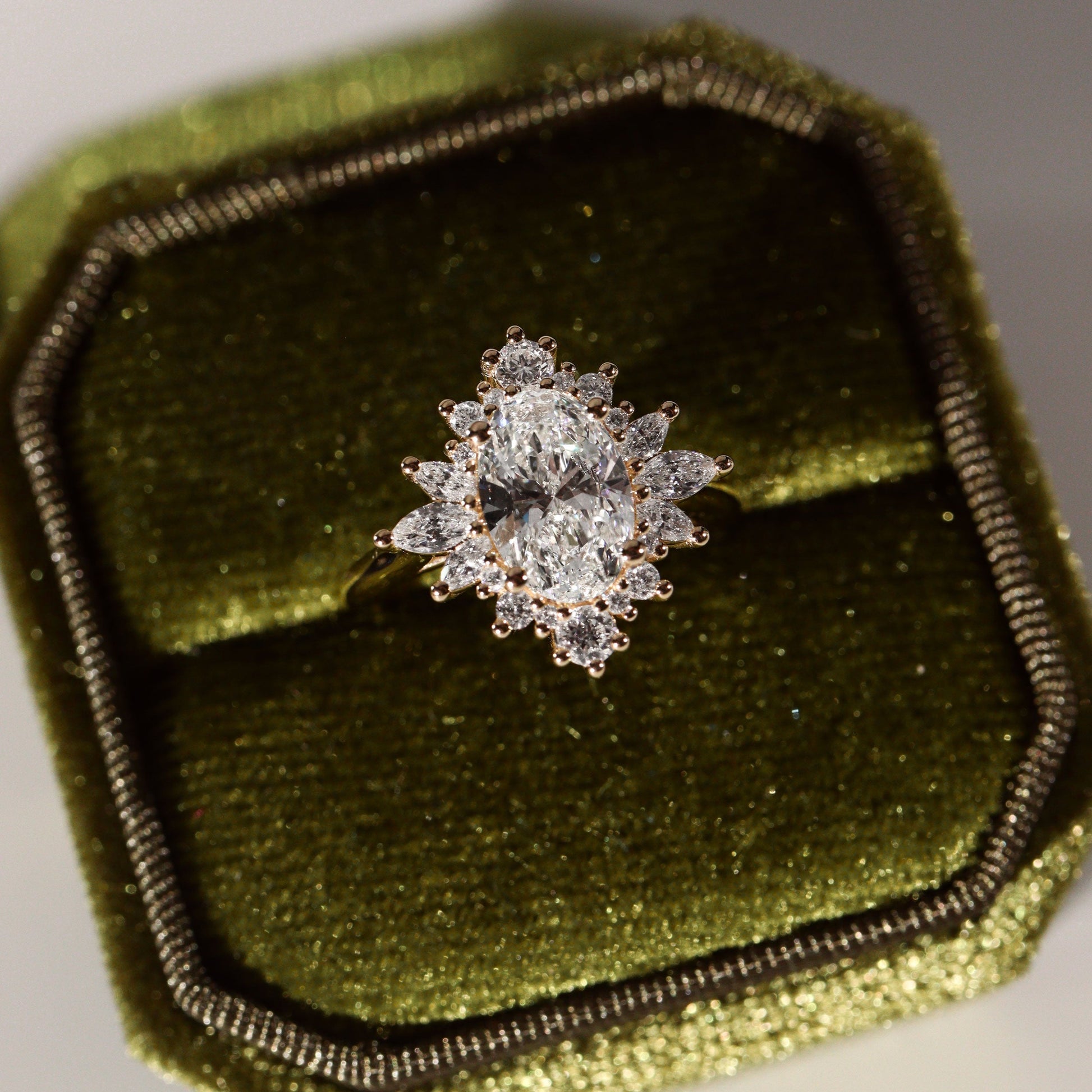 1.40 CT Oval Cluster Moissanite Engagement Ring