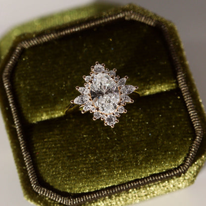 1.40 CT Oval Cluster Moissanite Engagement Ring