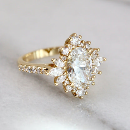 1.40 CT Oval Cluster Moissanite Engagement Ring