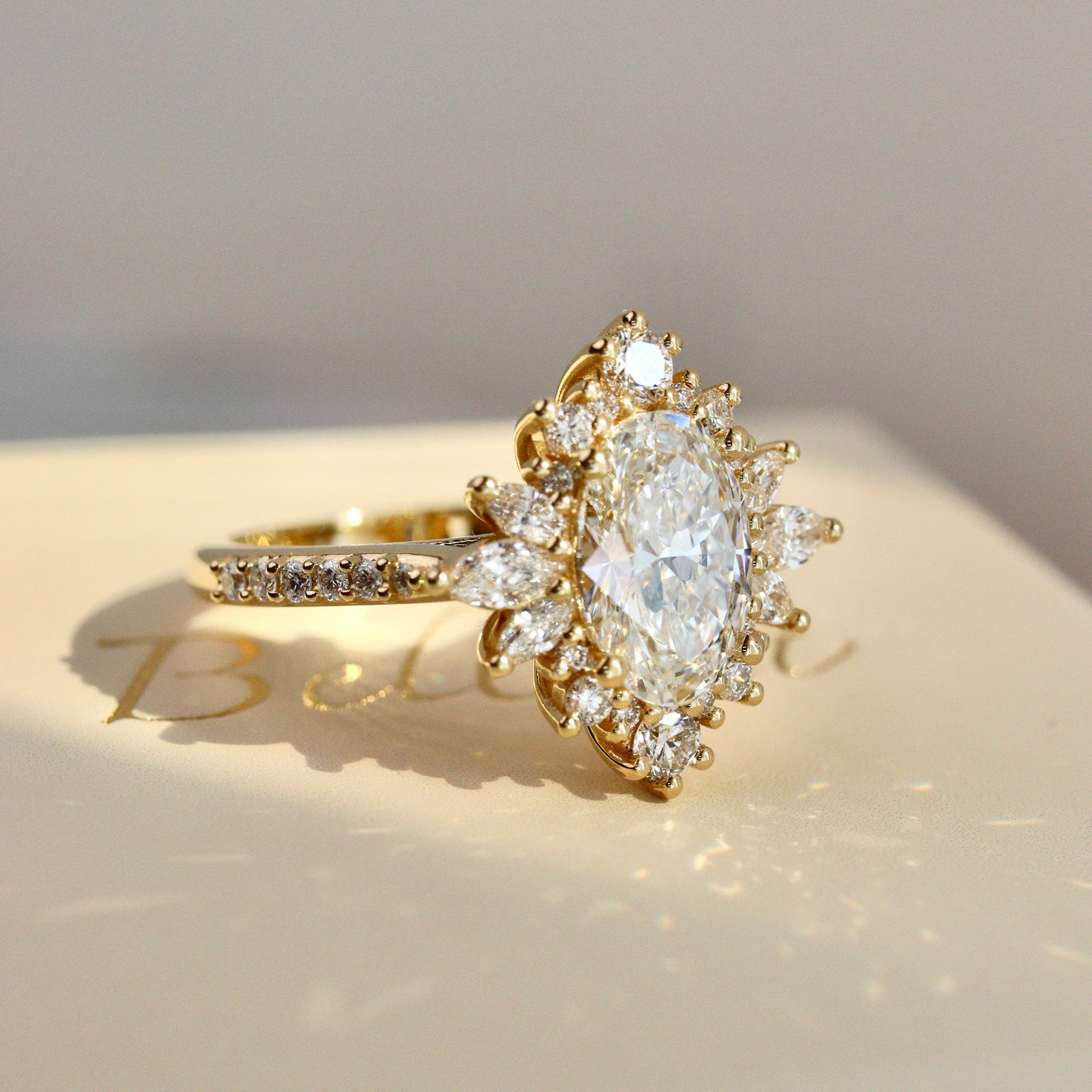 1.40 CT Oval Cluster Moissanite Engagement Ring