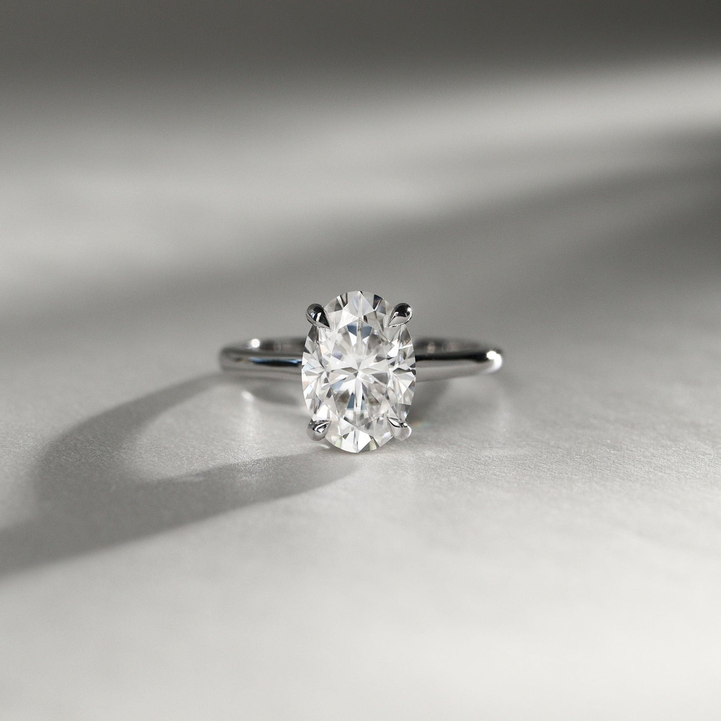 2.30 CT Oval Hidden Halo Moissanite Engagement Ring
