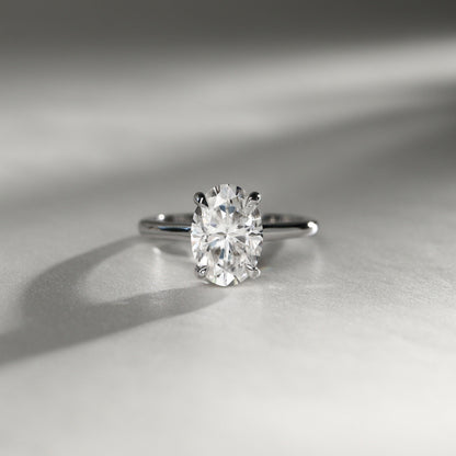 2.30 CT Oval Hidden Halo Moissanite Engagement Ring