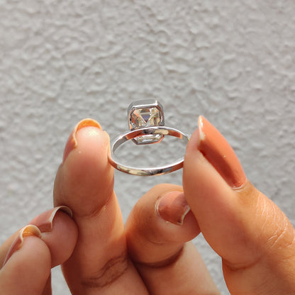 2 CT Emerald Bezel Moissanite Engagement Ring