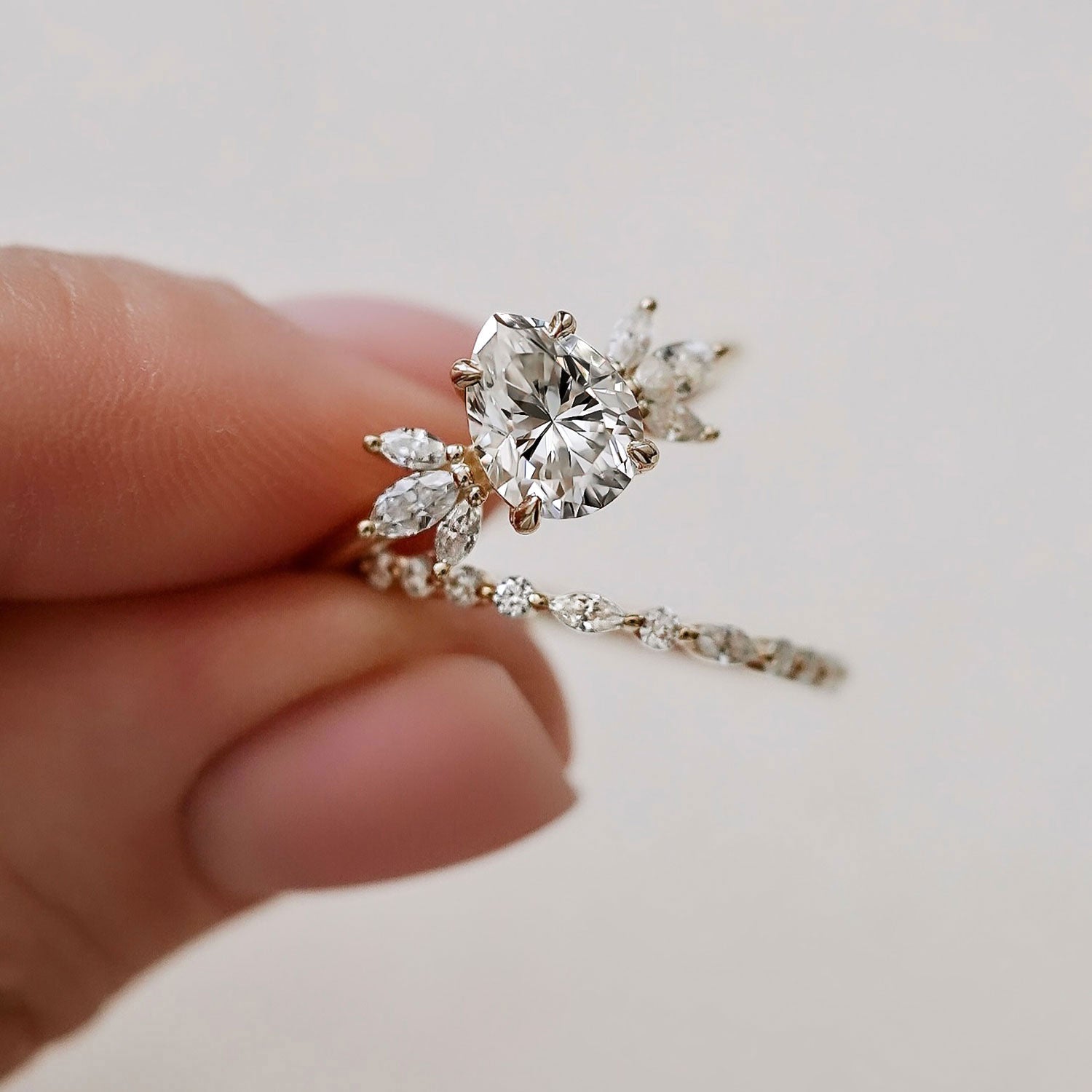 1.25 CT Pear Moissanite Cluster Engagement Ring - farrellouise