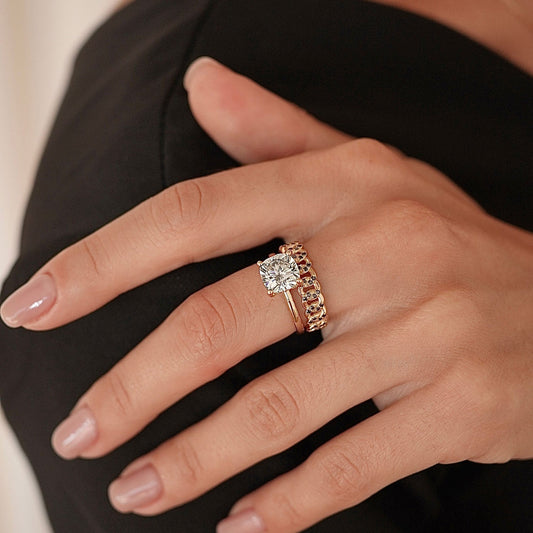 2 CT Cushion Hidden Halo Moissanite Engagement Ring