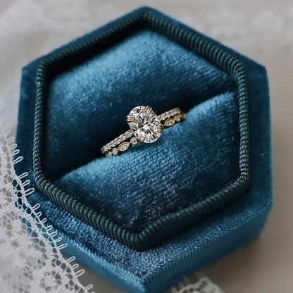 1.25 CT Oval Pave Moissanite Engagement Ring