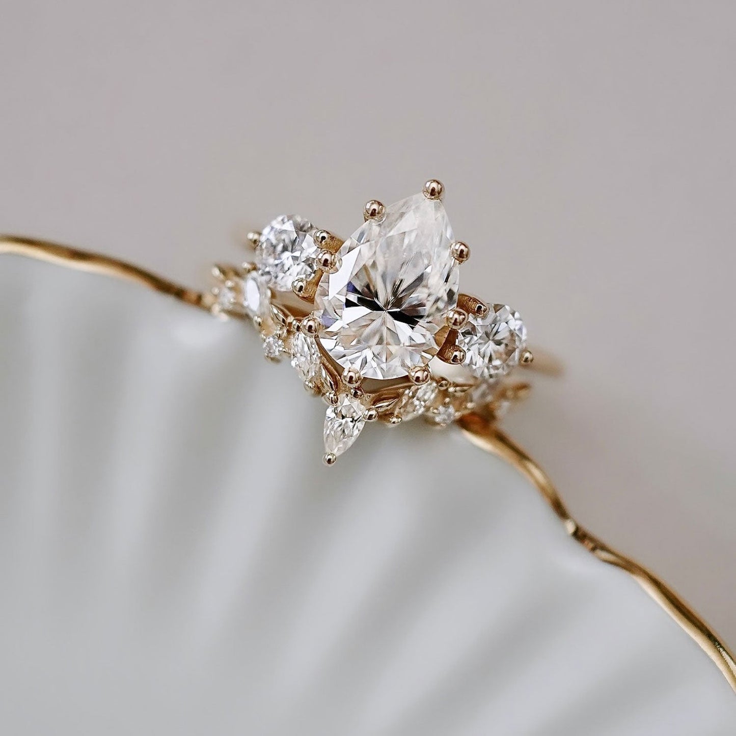 1.93 CT Pear Three Stone Moissanite Engagement Ring