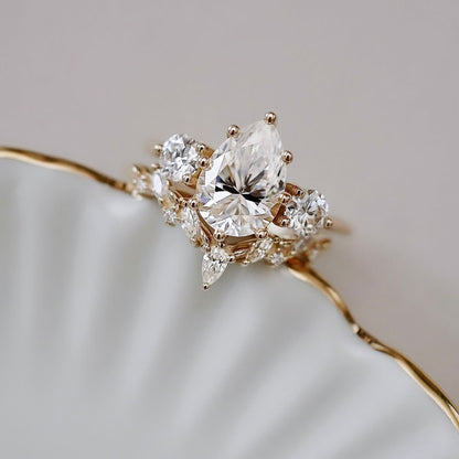 1.93 CT Pear Three Stone Moissanite Engagement Ring