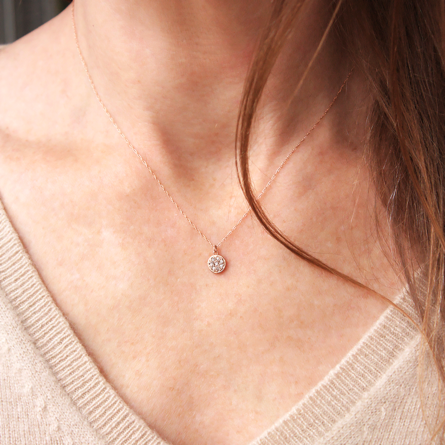 0.8 CT Round Shaped Moissanite Necklace In Multi Stone Design