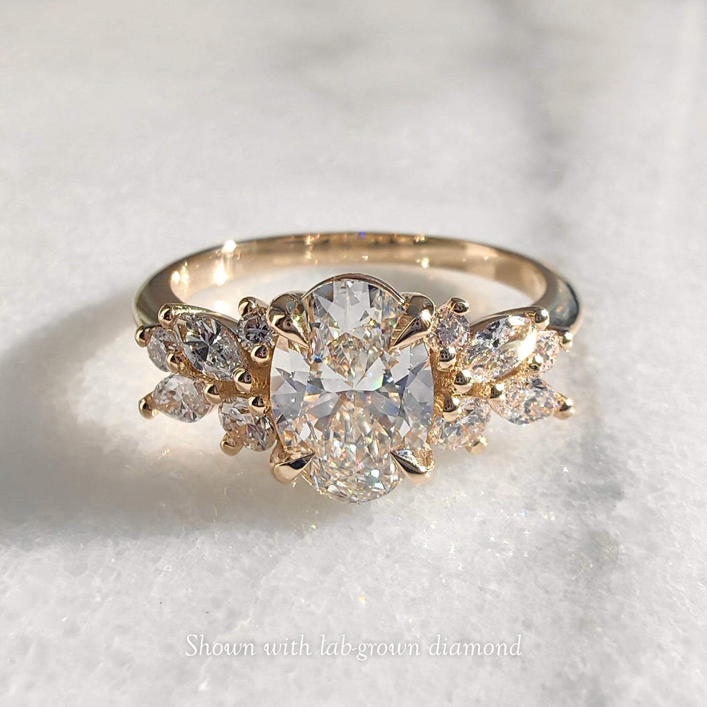 1.25 CT Oval Cluster Moissanite Engagement Ring