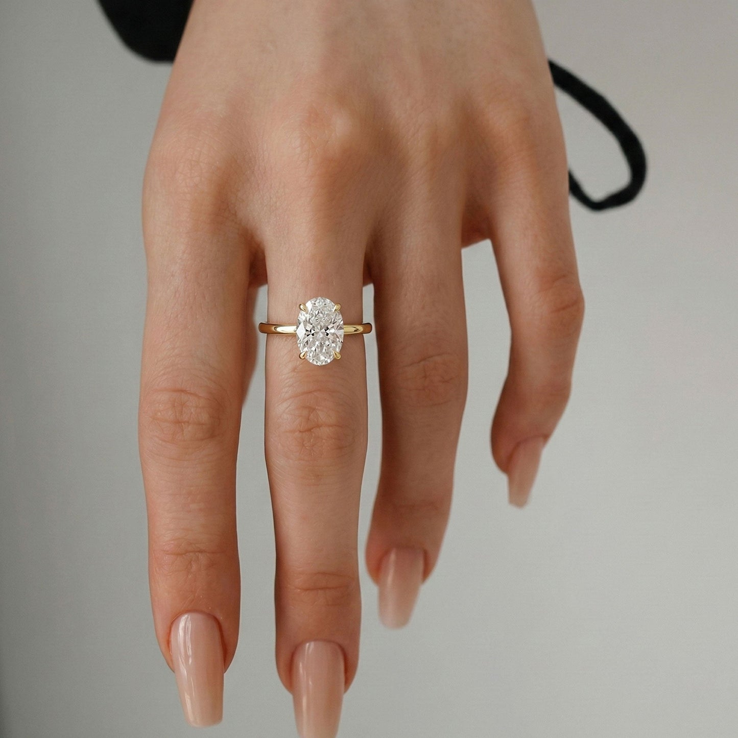 2.30 CT Oval Hidden Halo Moissanite Engagement Ring