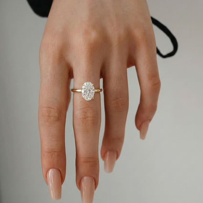 2.30 CT Oval Hidden Halo Moissanite Engagement Ring