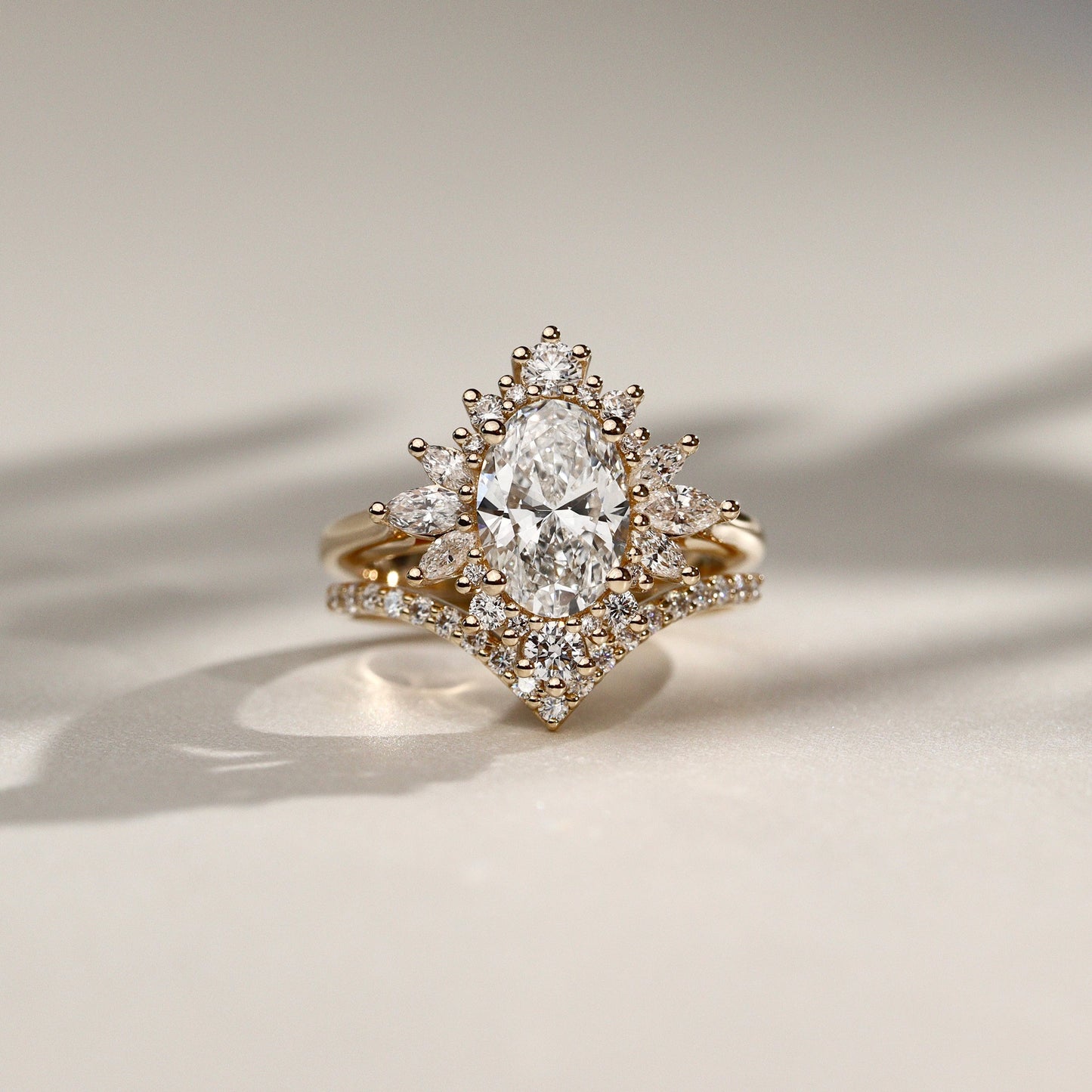 1.40 CT Oval Cluster Moissanite Engagement Ring