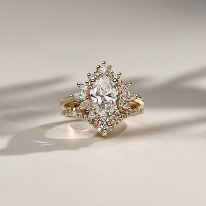 1.40 CT Oval Cluster Moissanite Engagement Ring