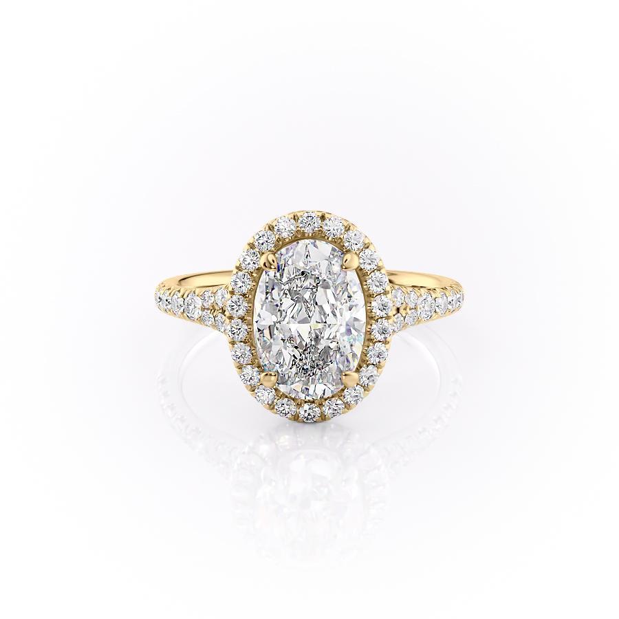 2.10 CT Oval Halo & Pave Moissanite Engagement Ring
