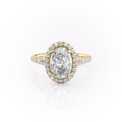 2.10 CT Oval Halo & Pave Moissanite Engagement Ring