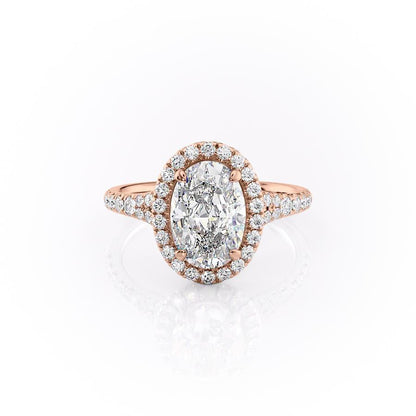2.10 CT Oval Halo & Pave Moissanite Engagement Ring