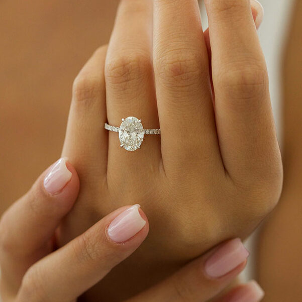 4 CT Oval Pave Moissanite Engagement Ring