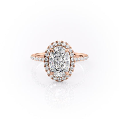 2.10 CT Oval Cut Halo Pave Setting Moissanite Engagement Ring 12