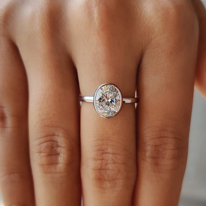 1 CT Oval Bezel Moissanite Engagement Ring